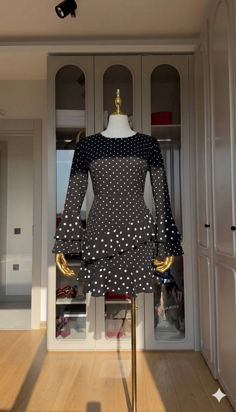 Robe noire Polka dots