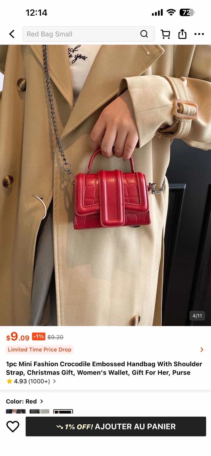 Mini sac rouge shein jamais portée 