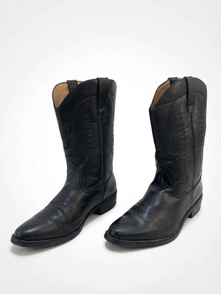 Black western boots 45