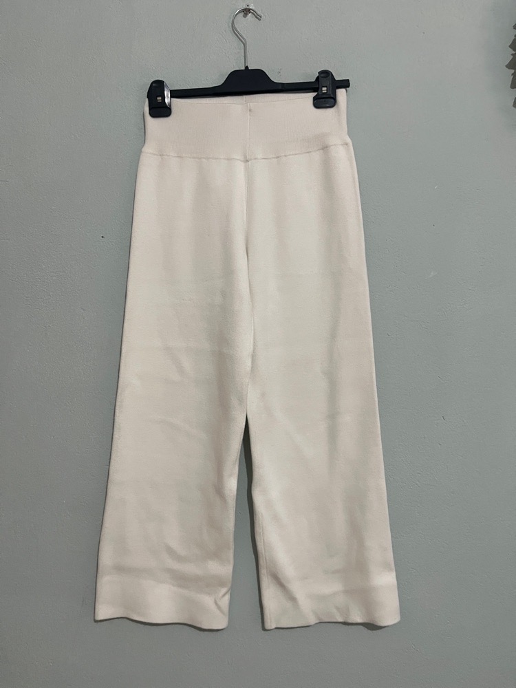 Pantalon large blanc en maille douce de taille s