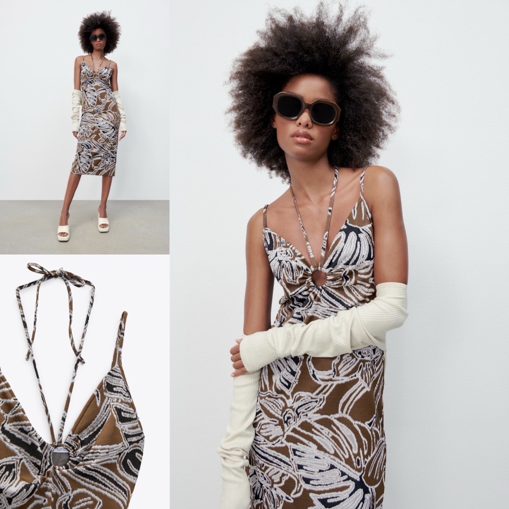Robe midi Zara Jaquard