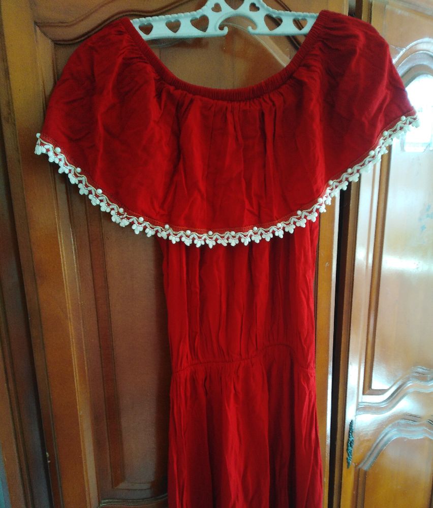 Red maxi summer dress