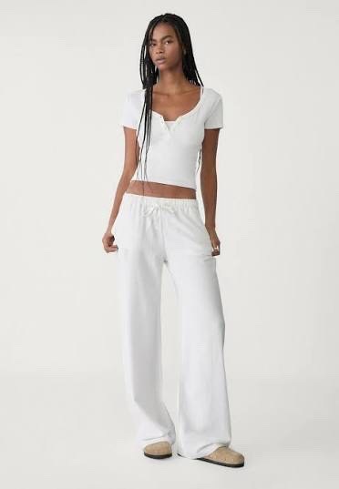 Pontalon en lin blanc pour femme 