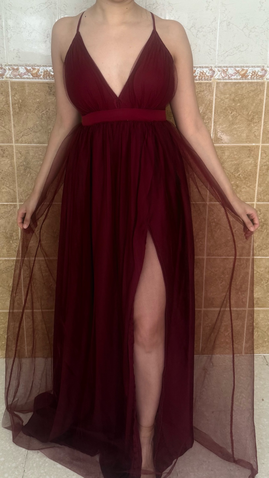Robe soirée rouge bordeaux