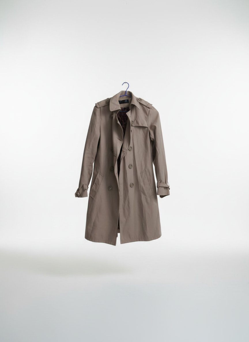 Trench-coat beige avec doublure léopard