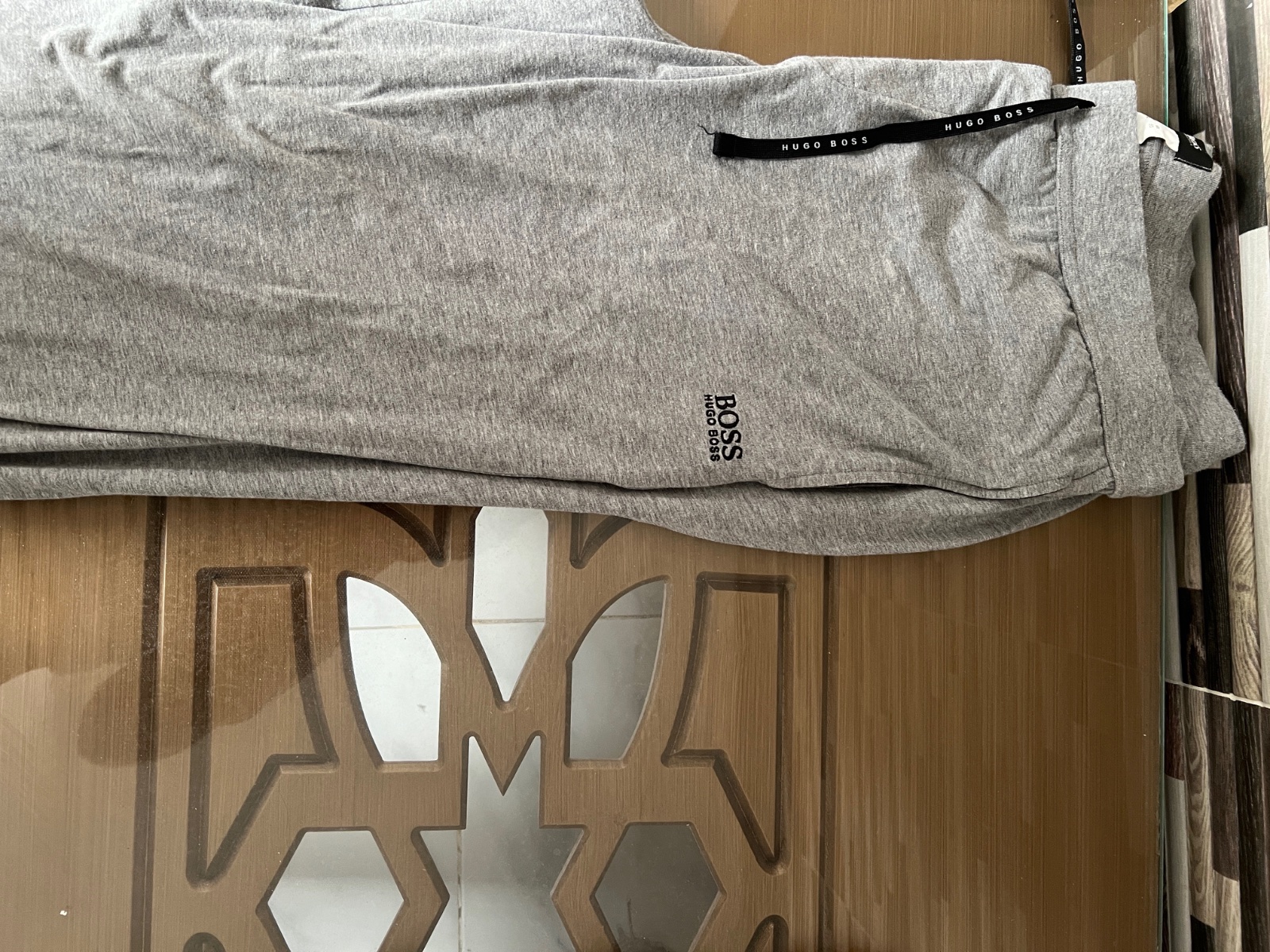 Pantalon de survêtement boss en coton stretch gris