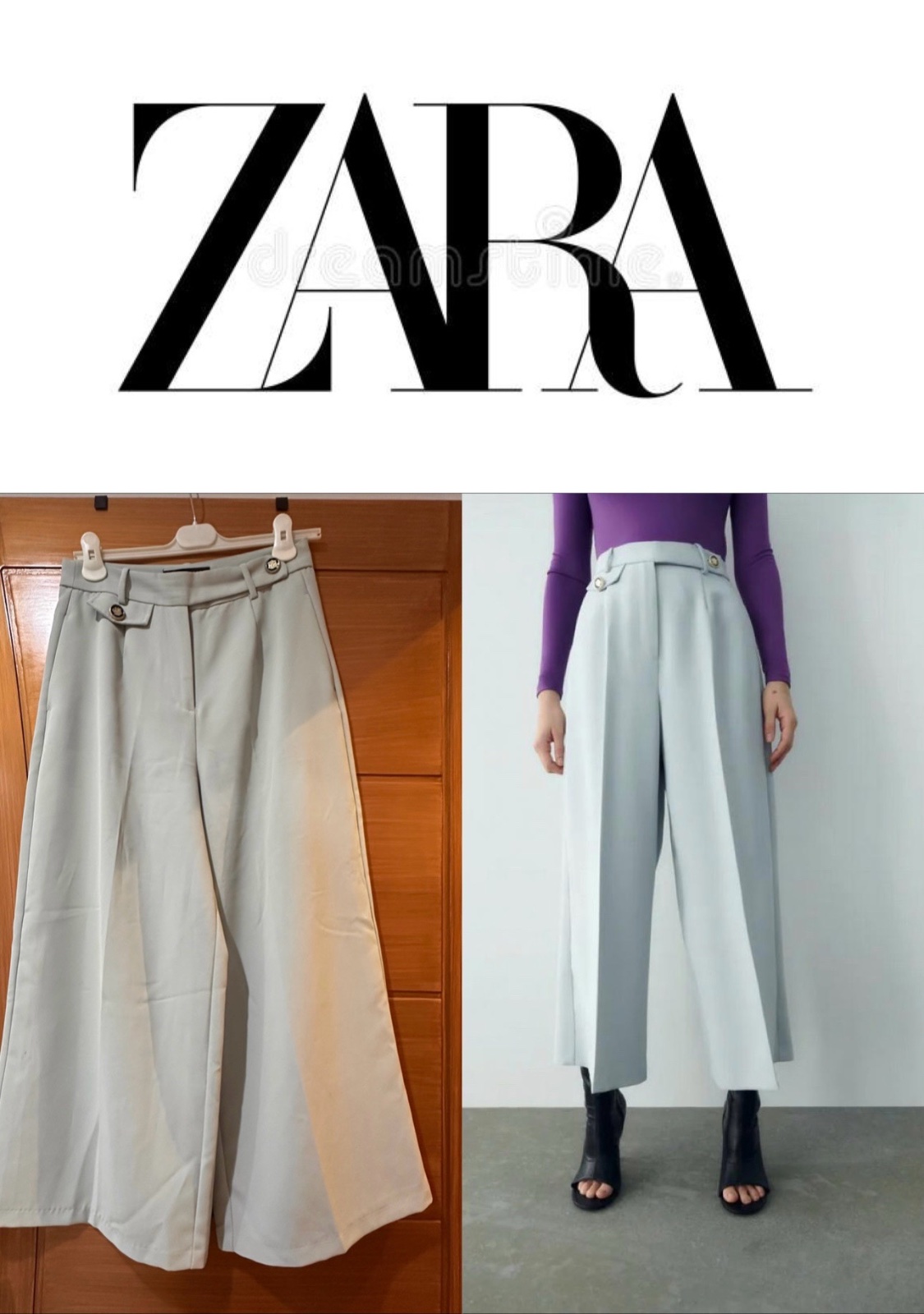 Pantalon large en tissu ZARA taille M