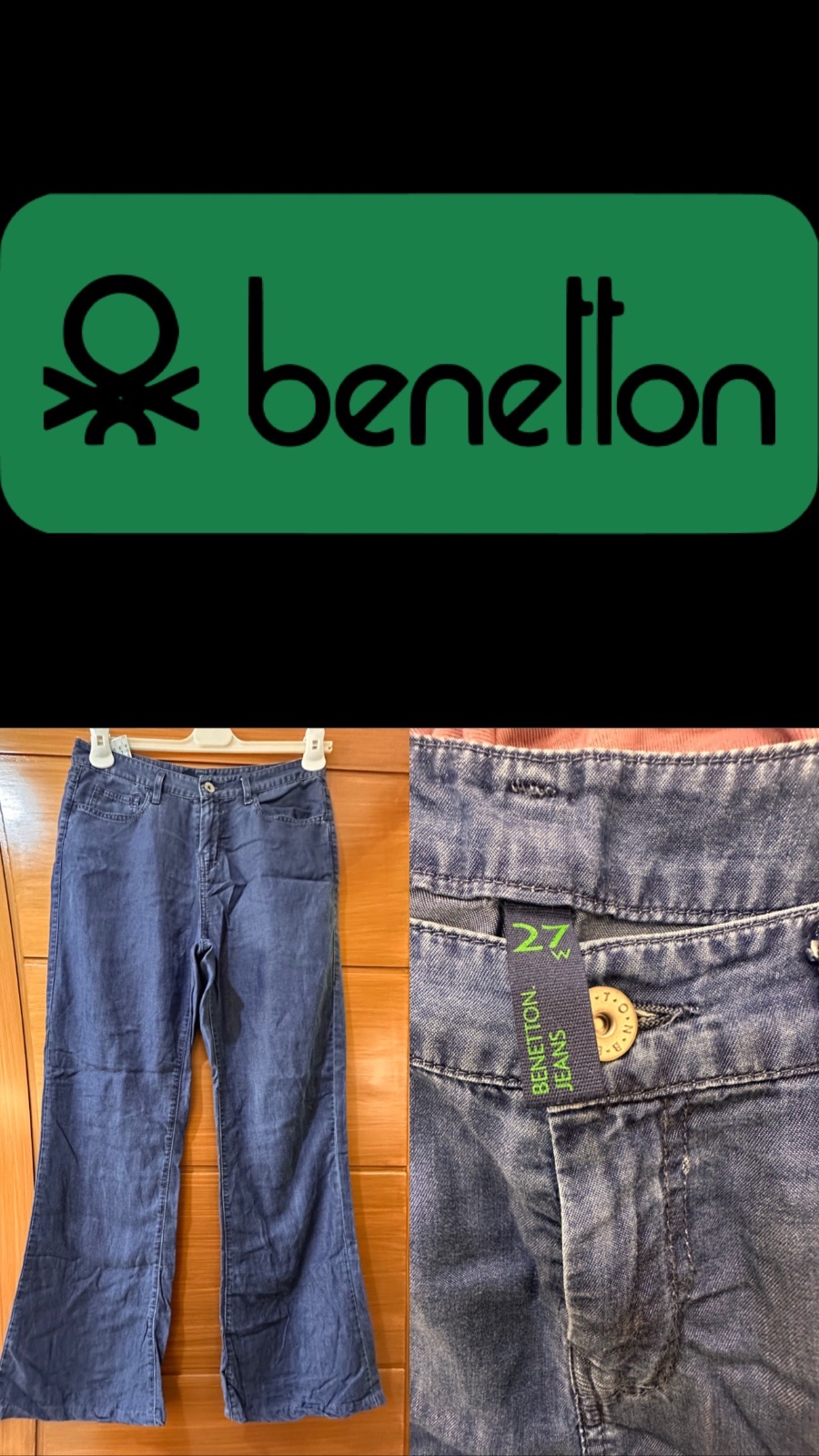 Pantalon jeans large et fluide benetton taille S 