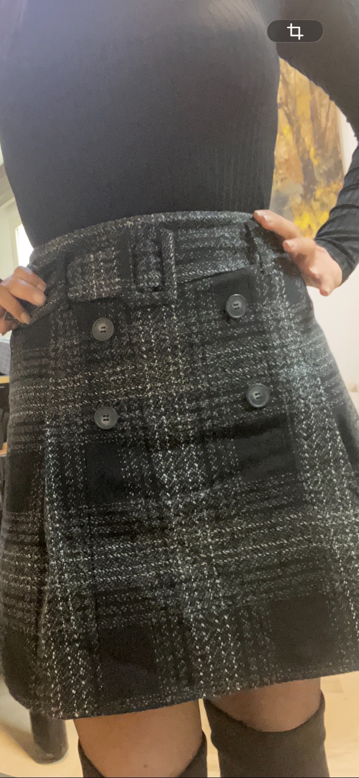 Jupe en laine hlou barcha couleur gris noir et beige
