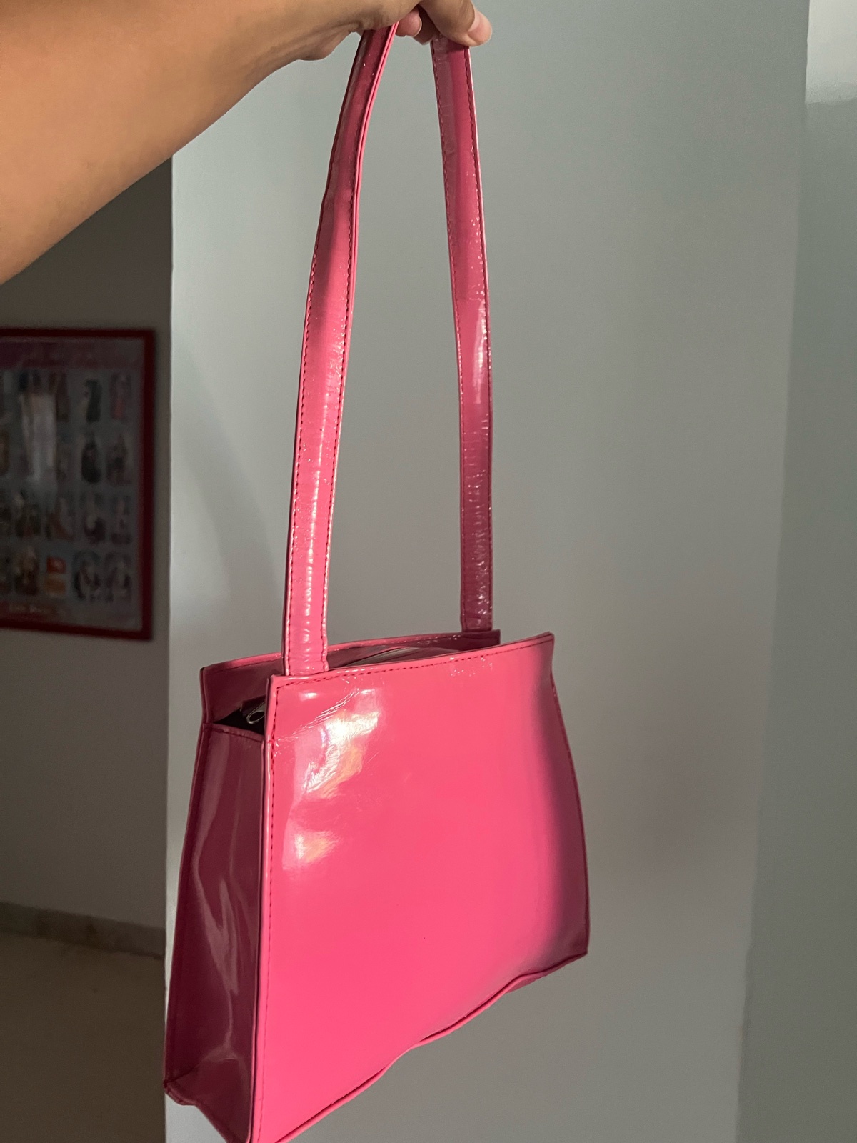 Sac rose fuchsia verni