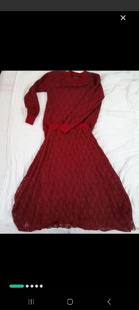 Ensemble rouge brique dentelle 
