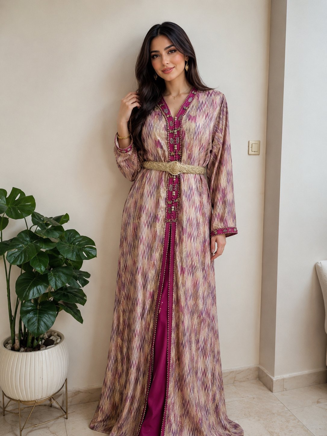 C1ftan (robe +robe sans manche+ceinture)