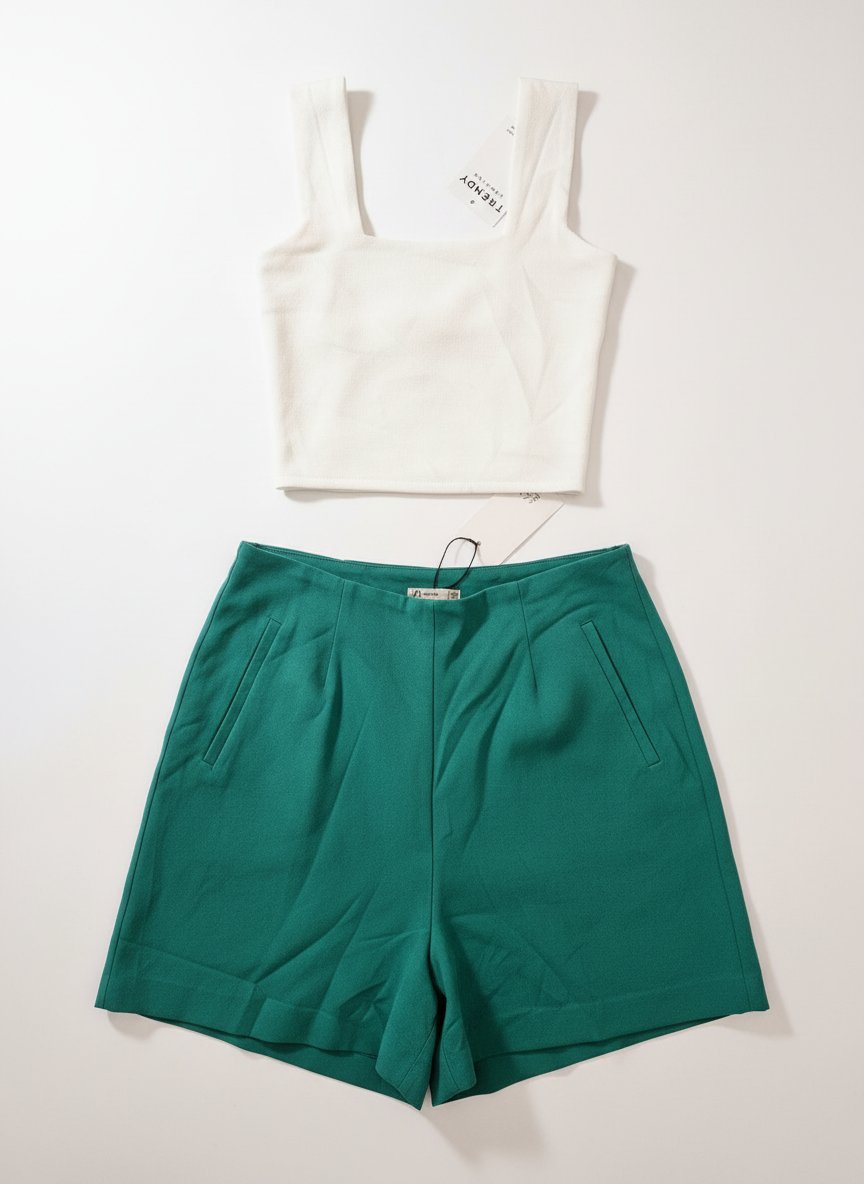 Short +crop top élastiqué