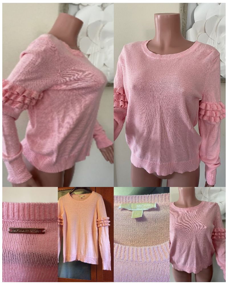 Pull à manches volantées rose Michael Kors 