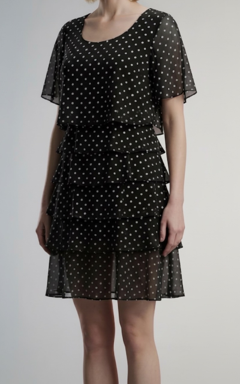 Robe Courte à Volants et Pois – Style Rétro Chic