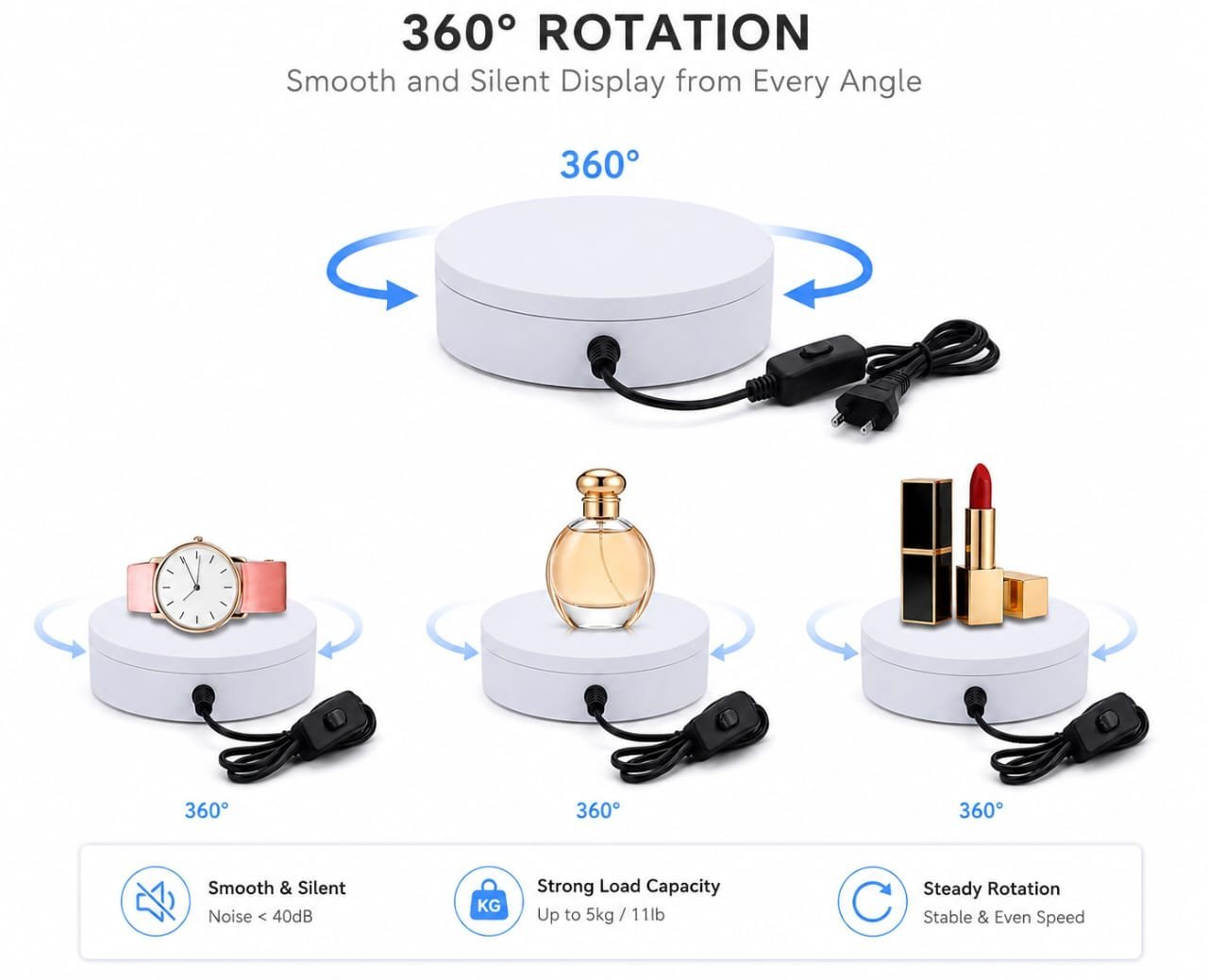 Plateau tournant électrique à 360°