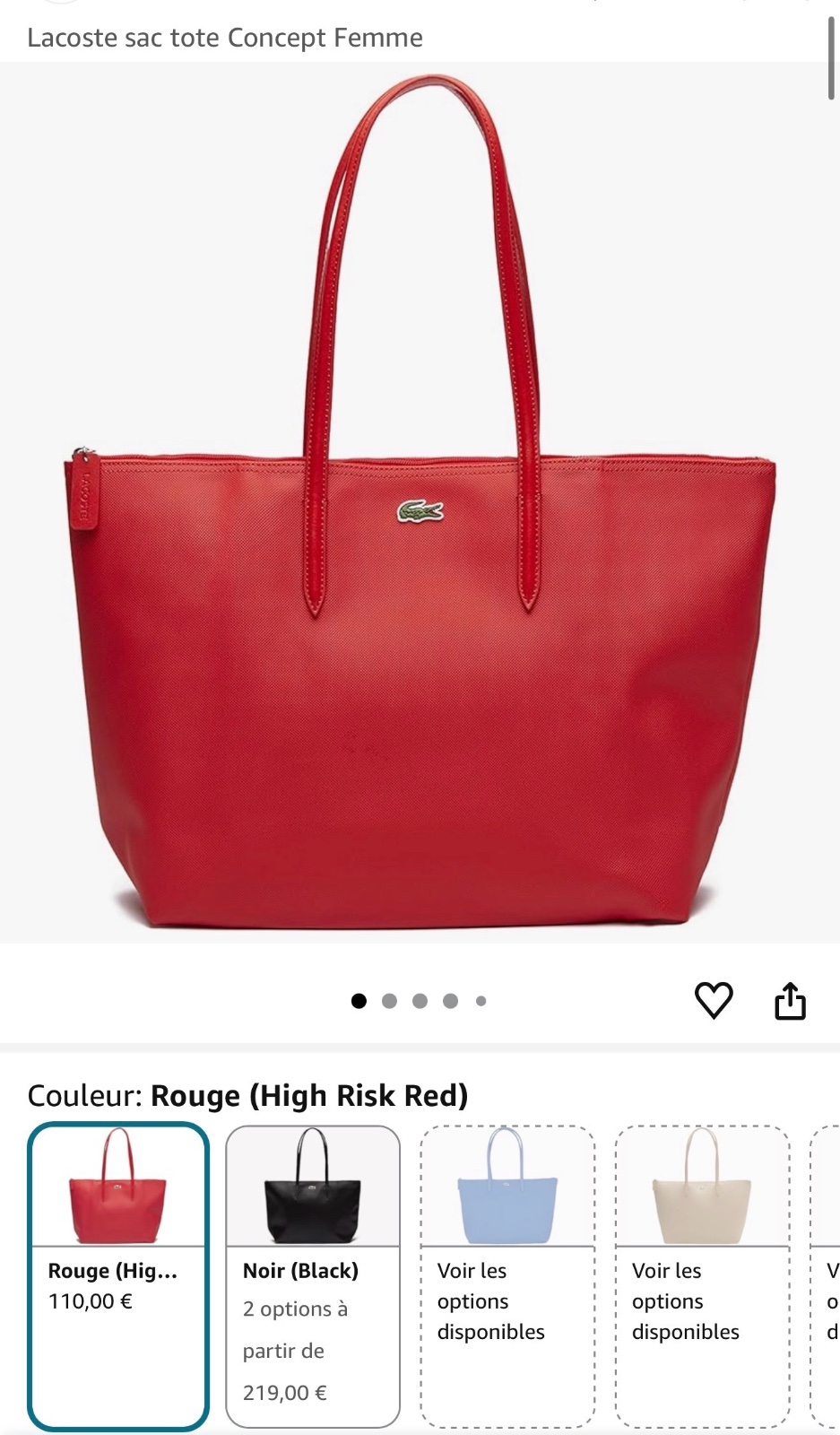 Sac lacoste rouge neuf