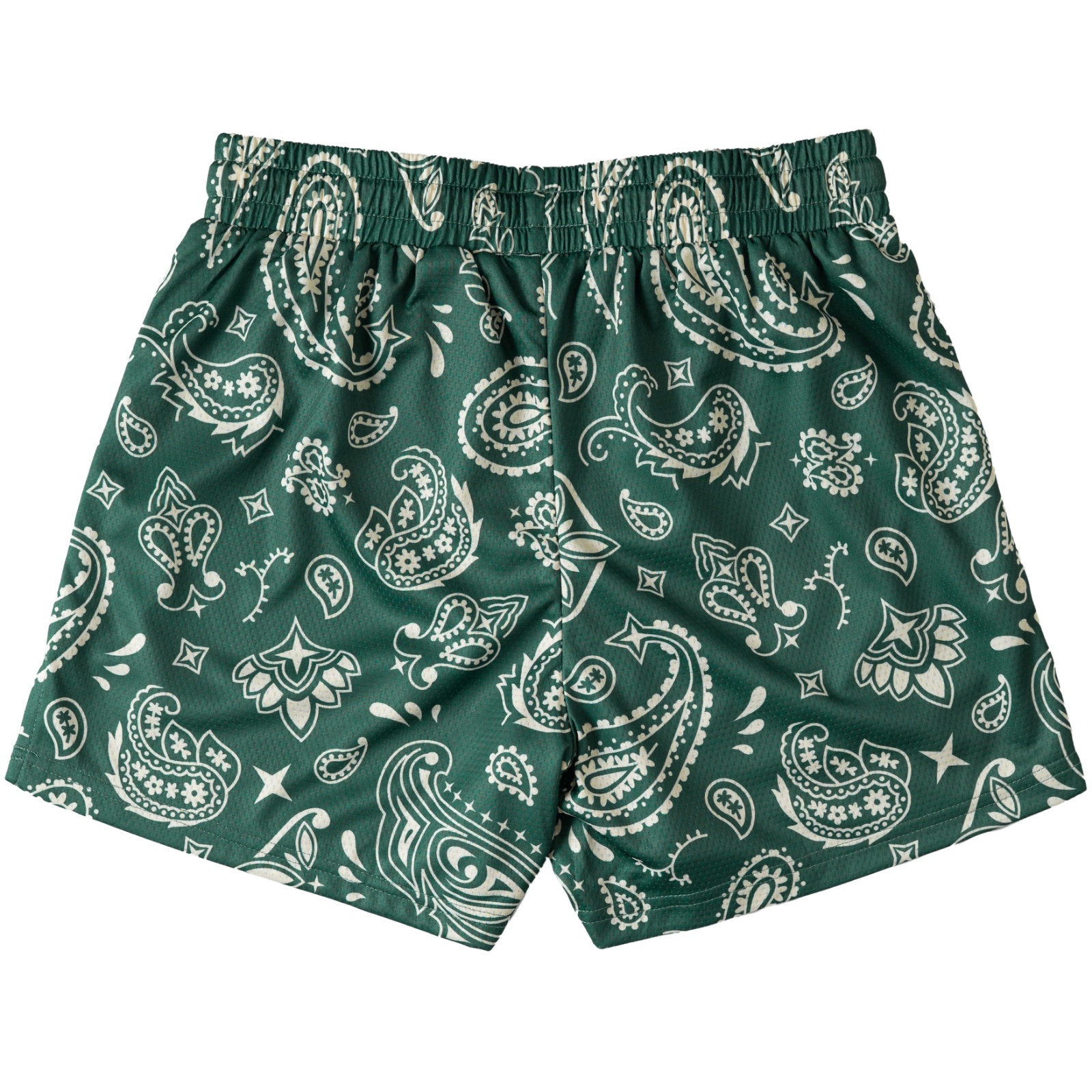 Short vert présente un motif cachemire (paisley) blanc 