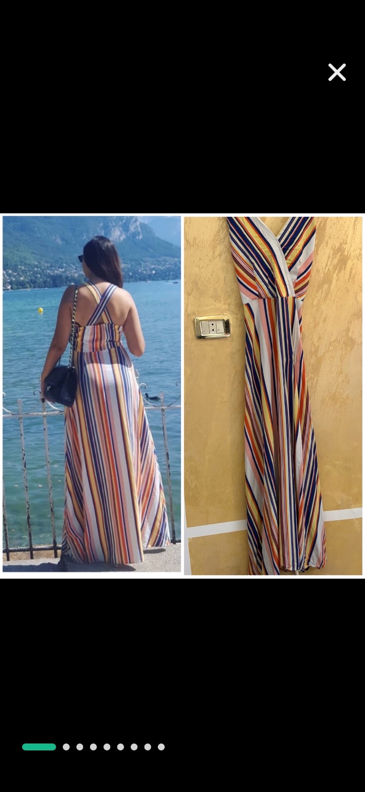 Robe Camaïeu longue dos croisé fluide à rayures multicolores
