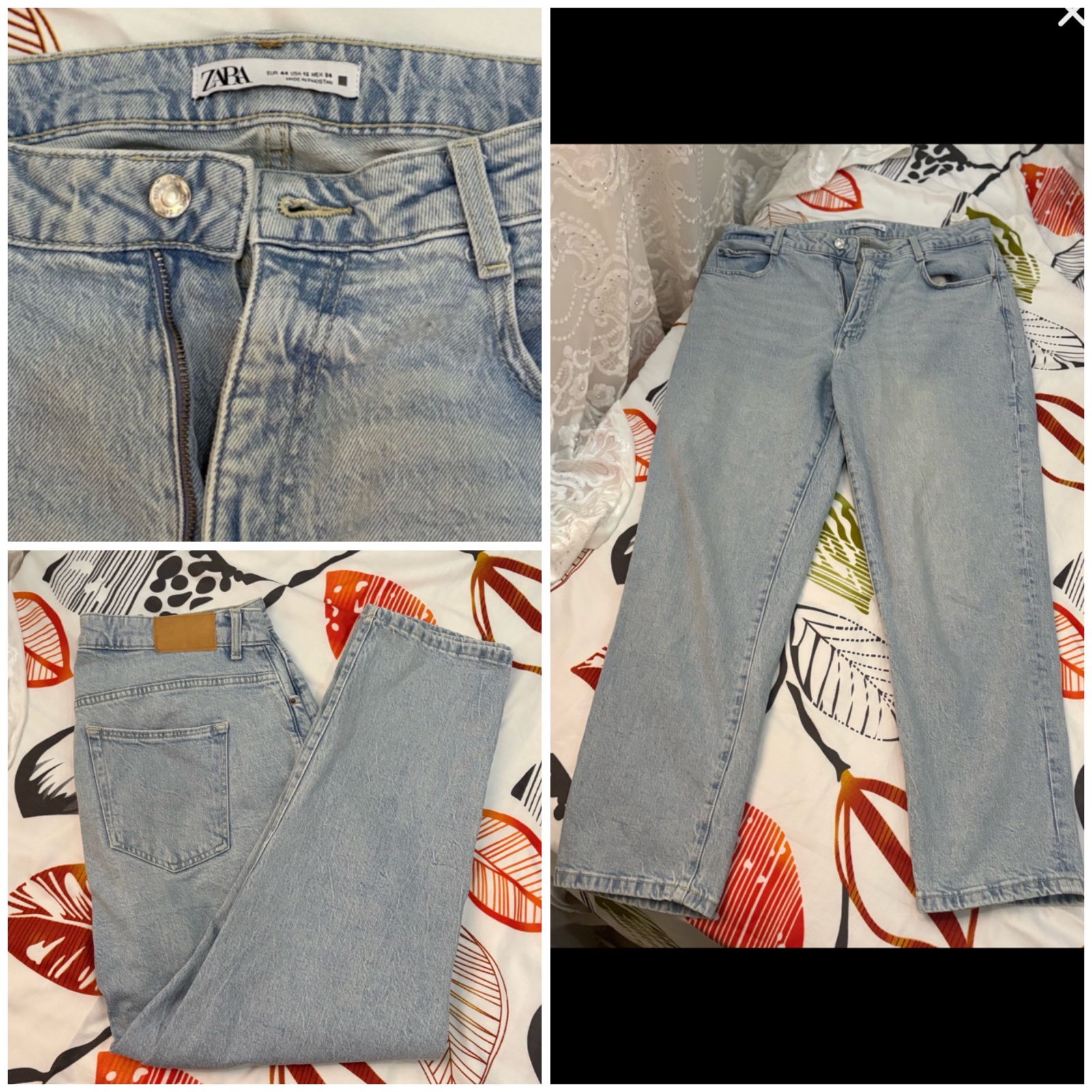 Jean ZARA Droit à Taille Haute délavage bleu clair