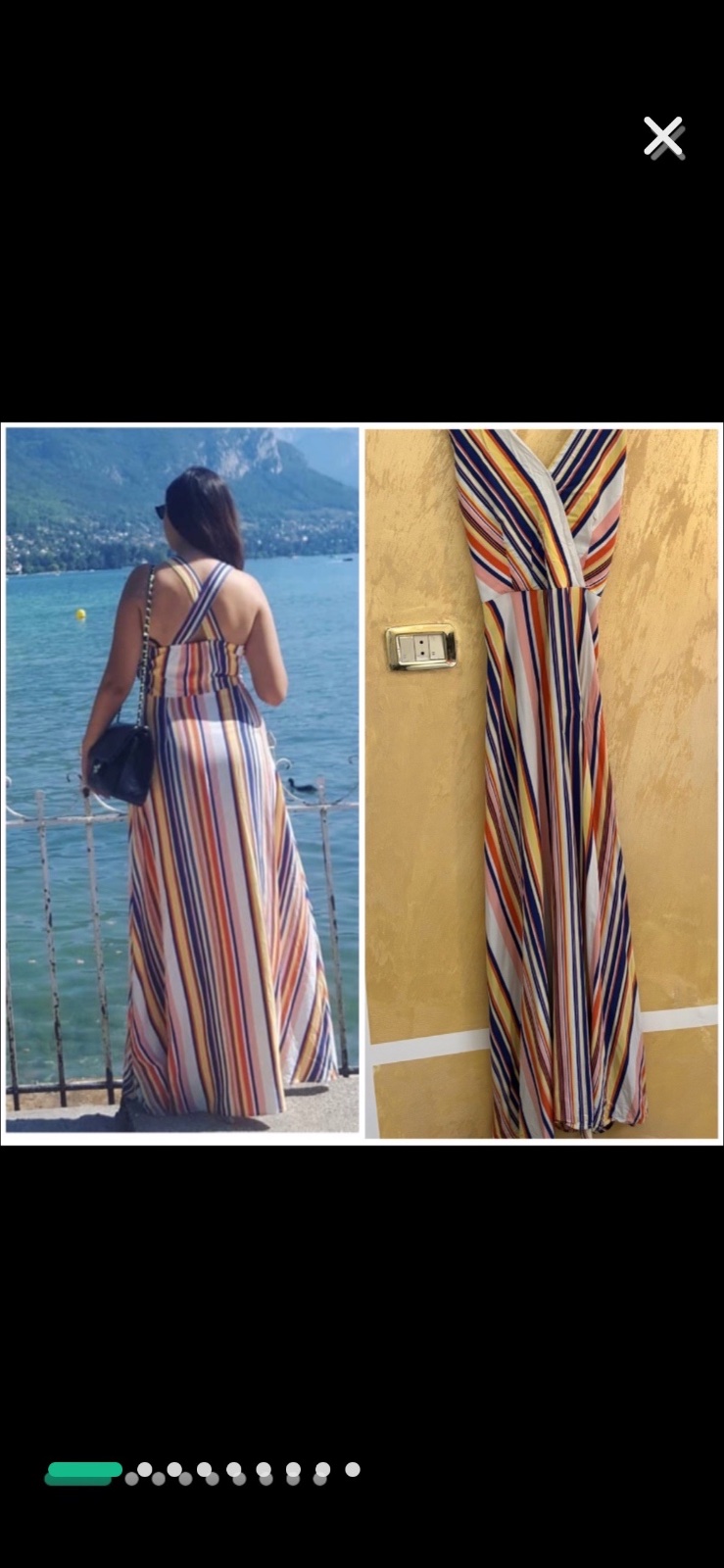 Robe Camaïeu longue dos croisé fluide à rayures multicolores