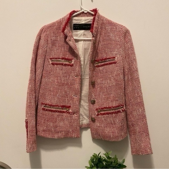 Blazer en tweed Zara Basic en rouge 