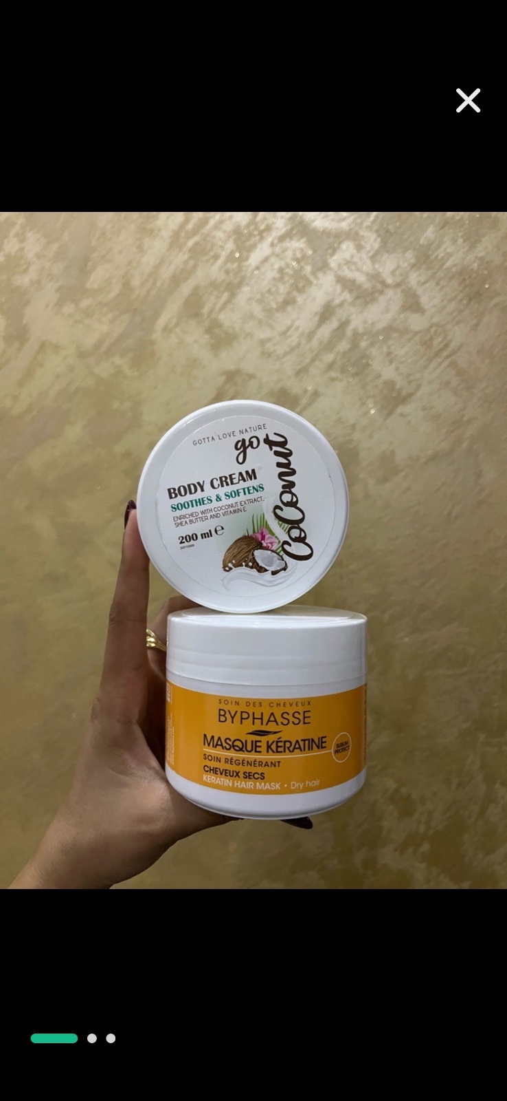 Masque cheveux à la kératine+ Body cream je les vide ensemble