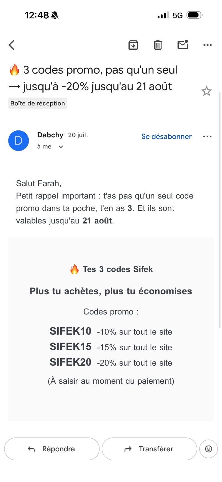 🔥 3 codes promo, pas qu'un seul → jusqu'à -20% jusqu'au 21 août