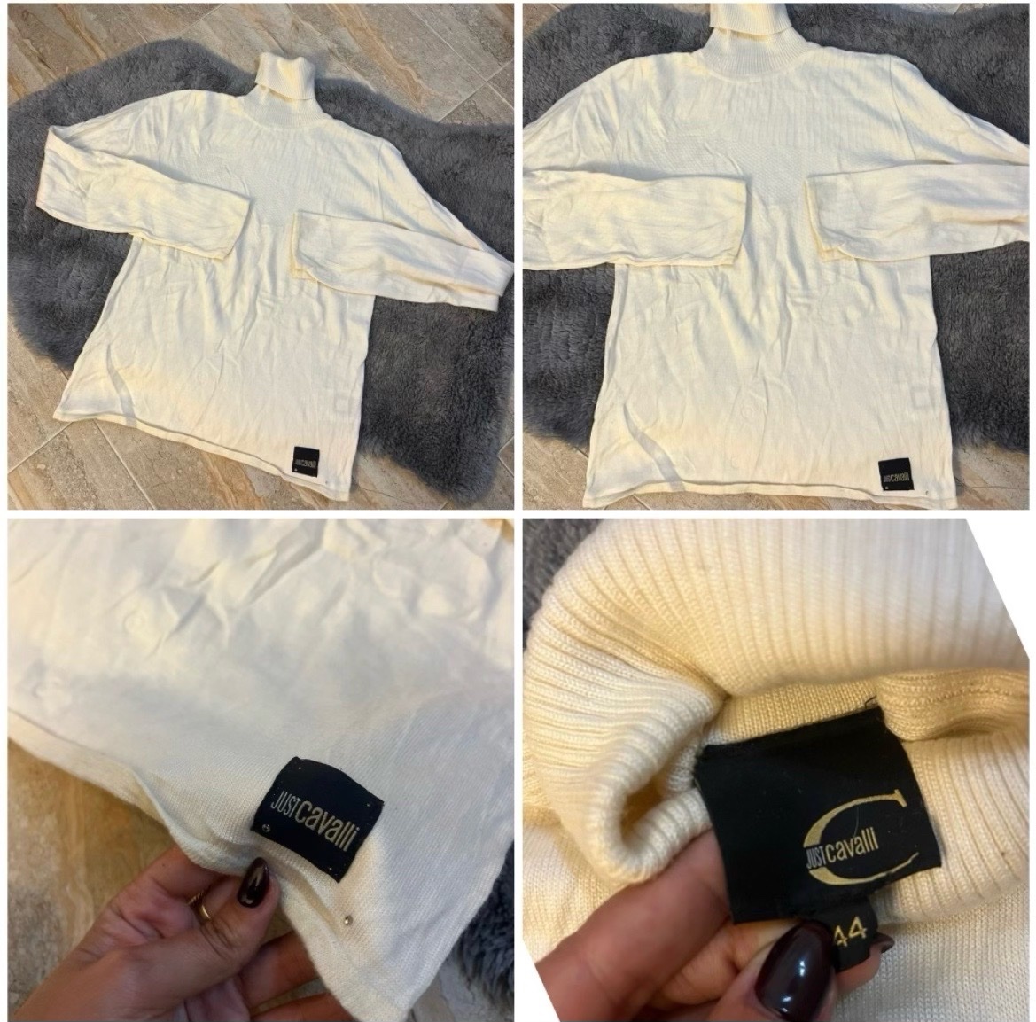Pull à col roulé blanc cassé Just Cavalli