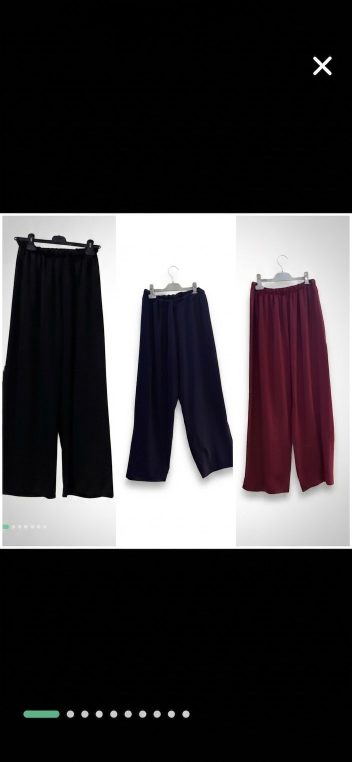 Je vide un Lot de 03 Pantalons coupe palazzo ample et en taille élastique confortable taille standard
