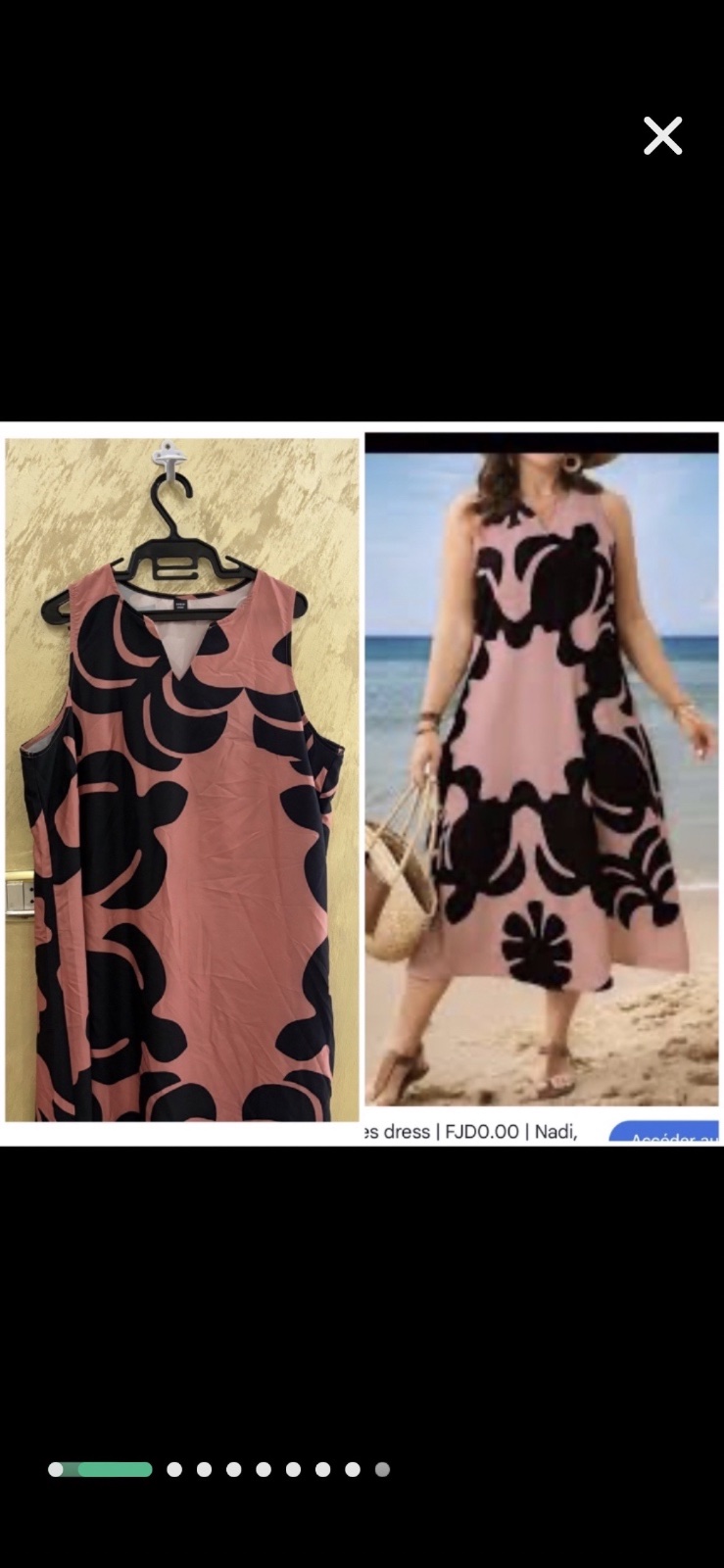 Robe sans manches SHEIN présente un motif abstrait noir sur fond rose corail
