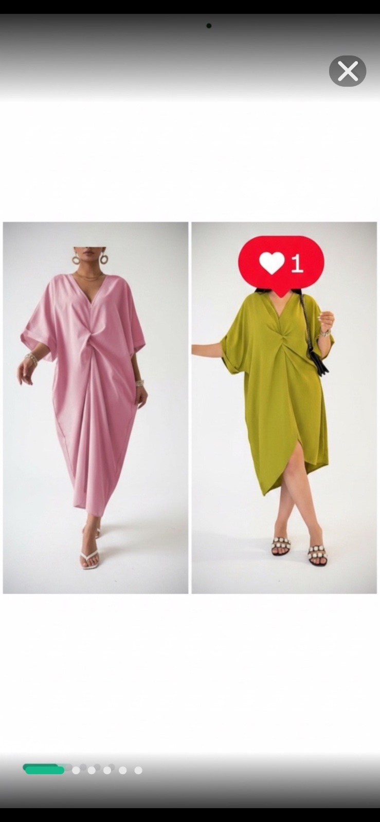 2 Robes drapées de style "Jebba": vert citron et vert olive : ample avec drapé central flatteur et col en V