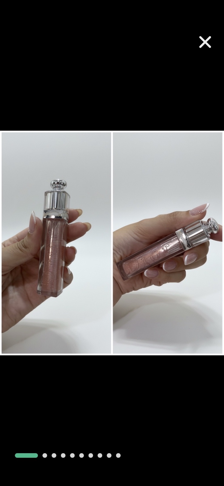 Gloss repulpant Dior Addict Lip Maximizer de la marque Dior, présentant une teinte scintillante et un fini brillant