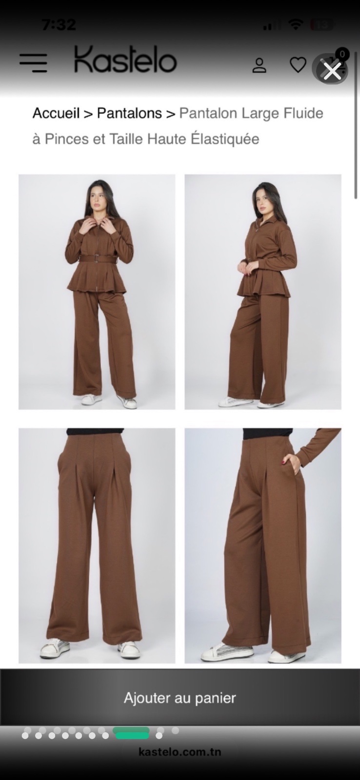 Set Kastelo Neuf : Veste Zippée à Basque et Ceinture Ajustable - Col Montant + Pantalon Large Fluide à Pinces et Taille Haute Élastiquée