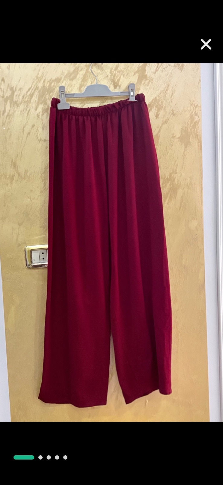 Pantalons bordeaux coupe palazzo ample et en taille élastique confortable