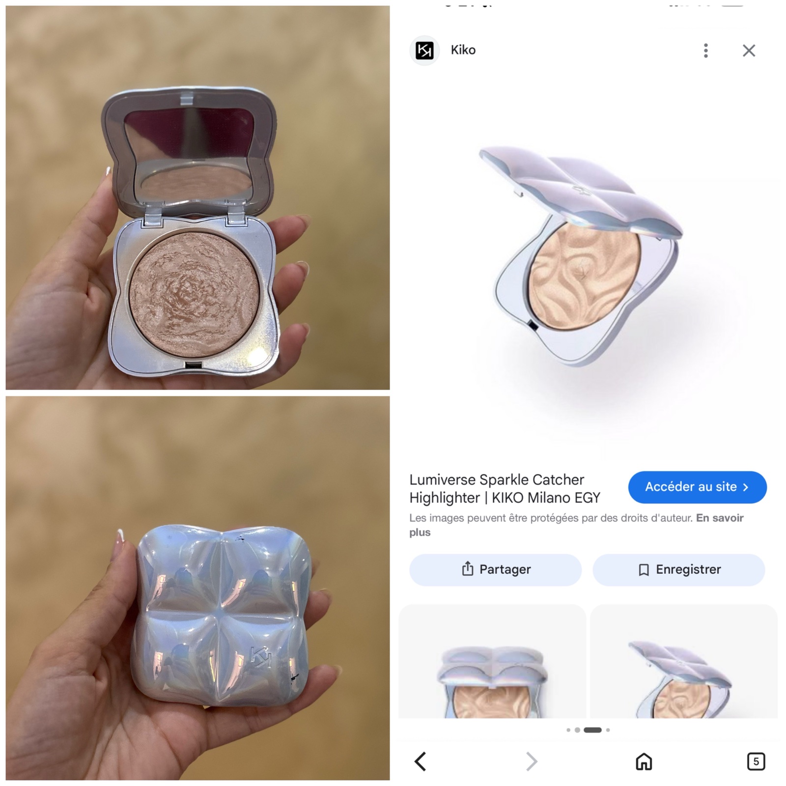 Lumiverse Sparkle Catcher Highlighter de la marque KIKO Milano, un enlumineur en poudre compacte.