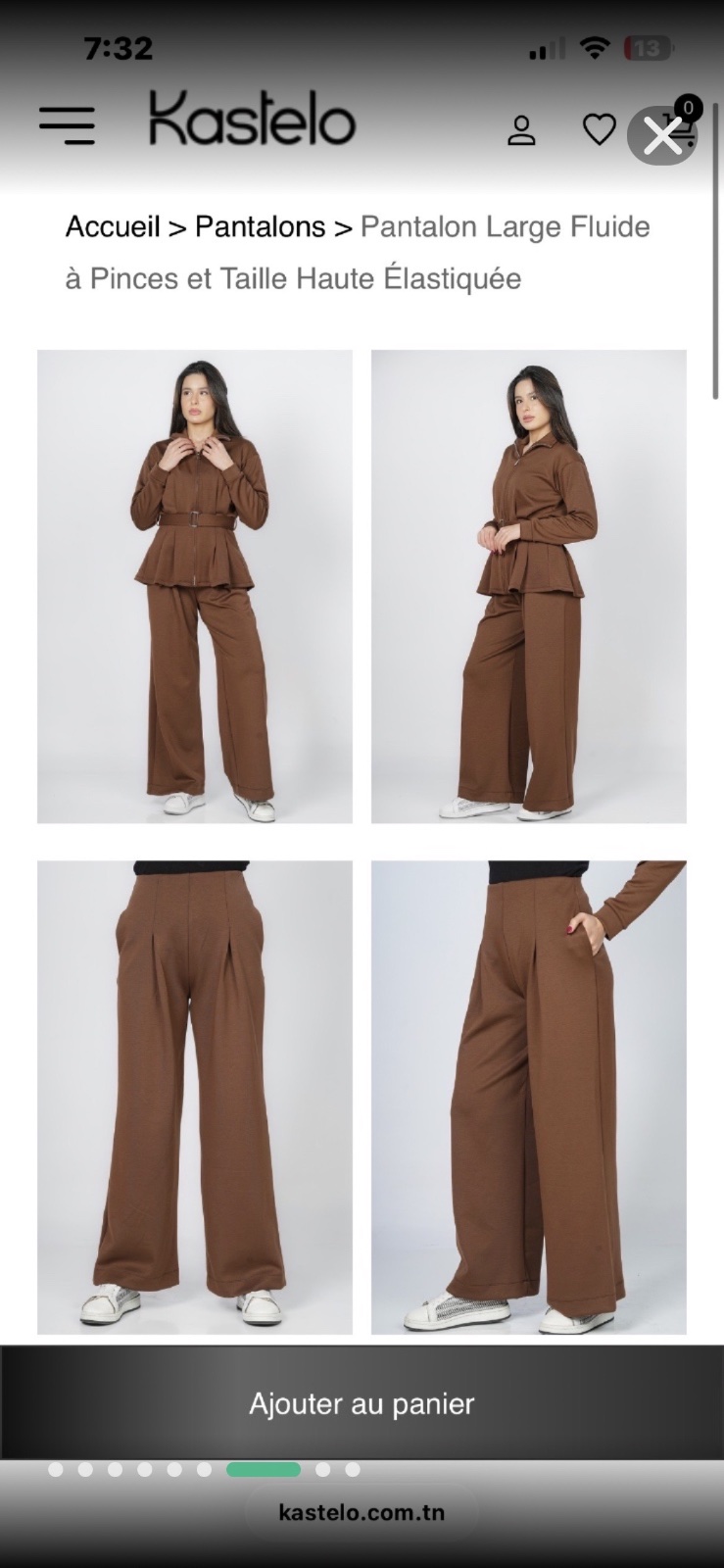 Set Kastelo Neuf : Veste Zippée à Basque et Ceinture Ajustable - Col Montant + Pantalon Large Fluide à Pinces et Taille Haute Élastiquée