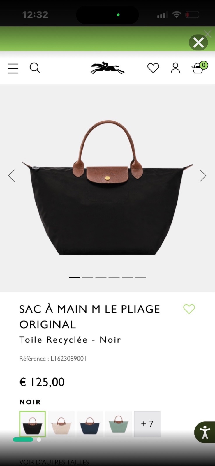 SAC À MAIN M LE PLIAGE ORIGINAL Toile Recyclée - Noir