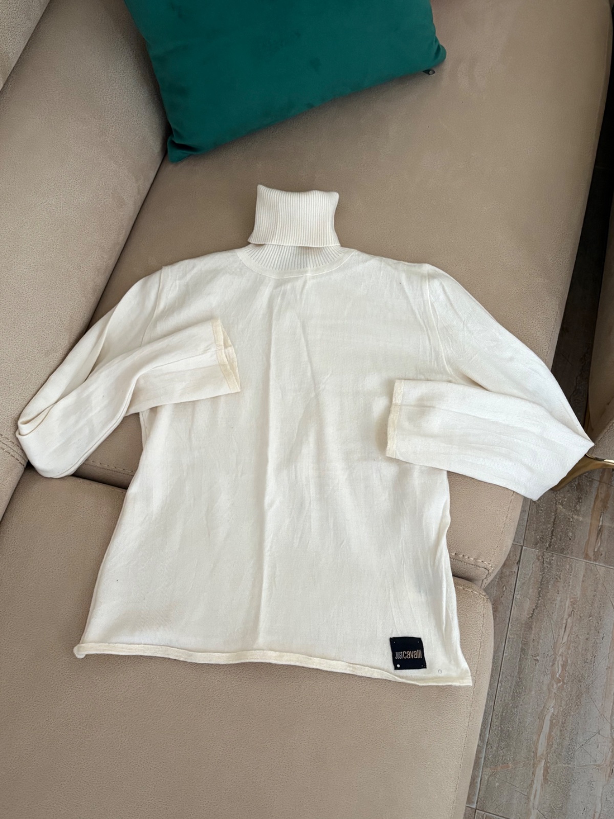 Pull à col roulé blanc cassé Just Cavalli