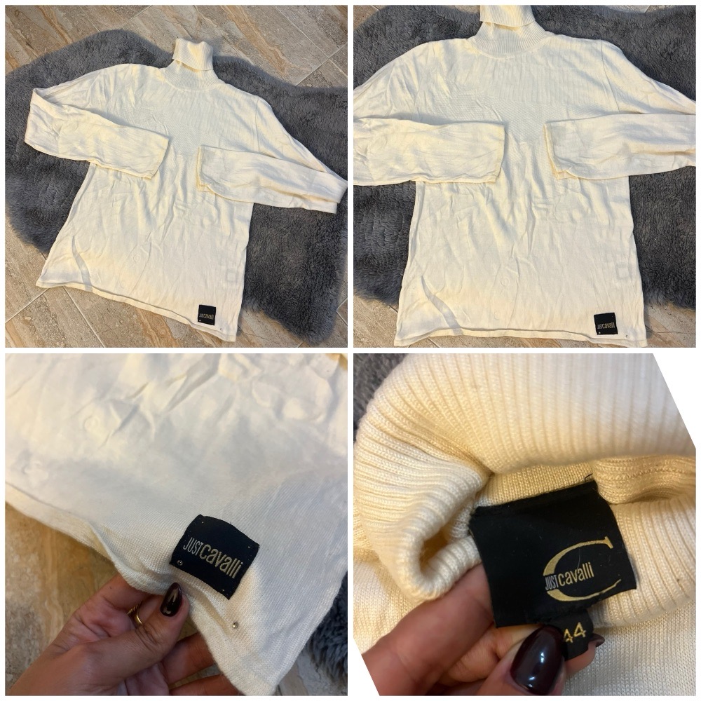 Pull à col roulé blanc cassé Just Cavalli