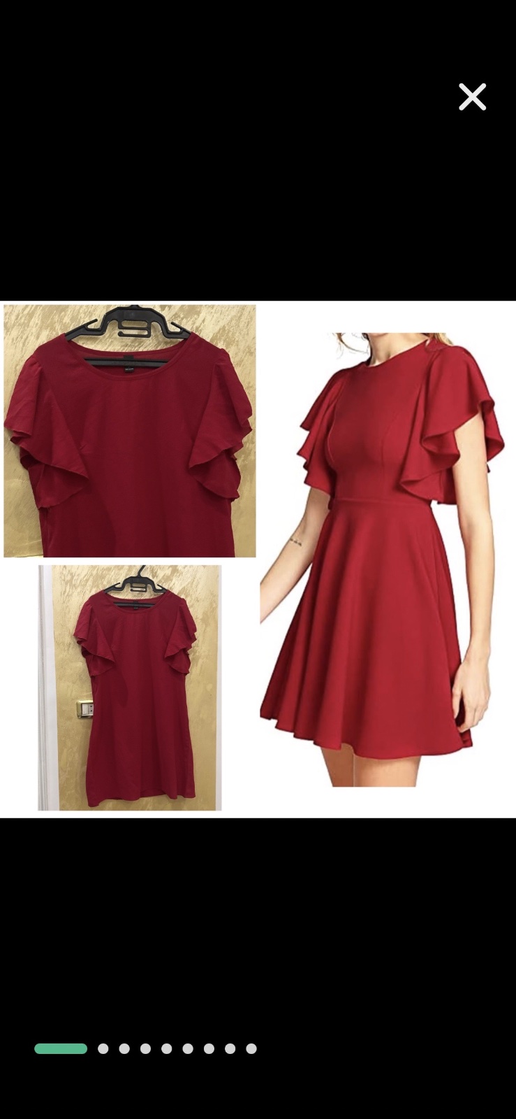 Robe Shein rouge vibrant caractérisée par des manches courtes de style papillon volantées distinctives
