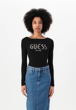 T-shirt GUESS à manches longues strass logo GUESS