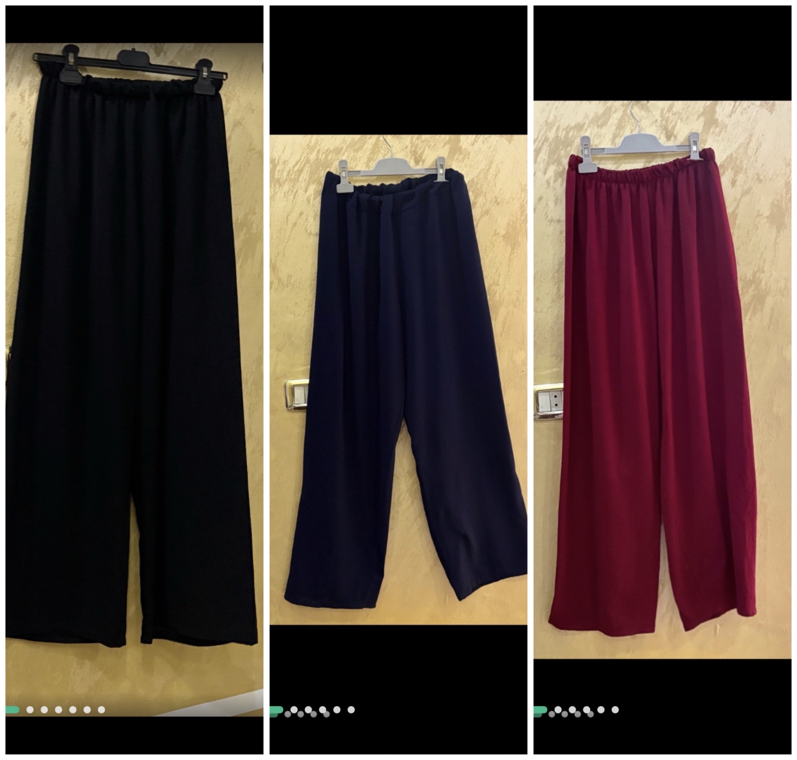 Je vide un Lot de 03 Pantalons coupe palazzo ample et en taille élastique confortable taille standard 