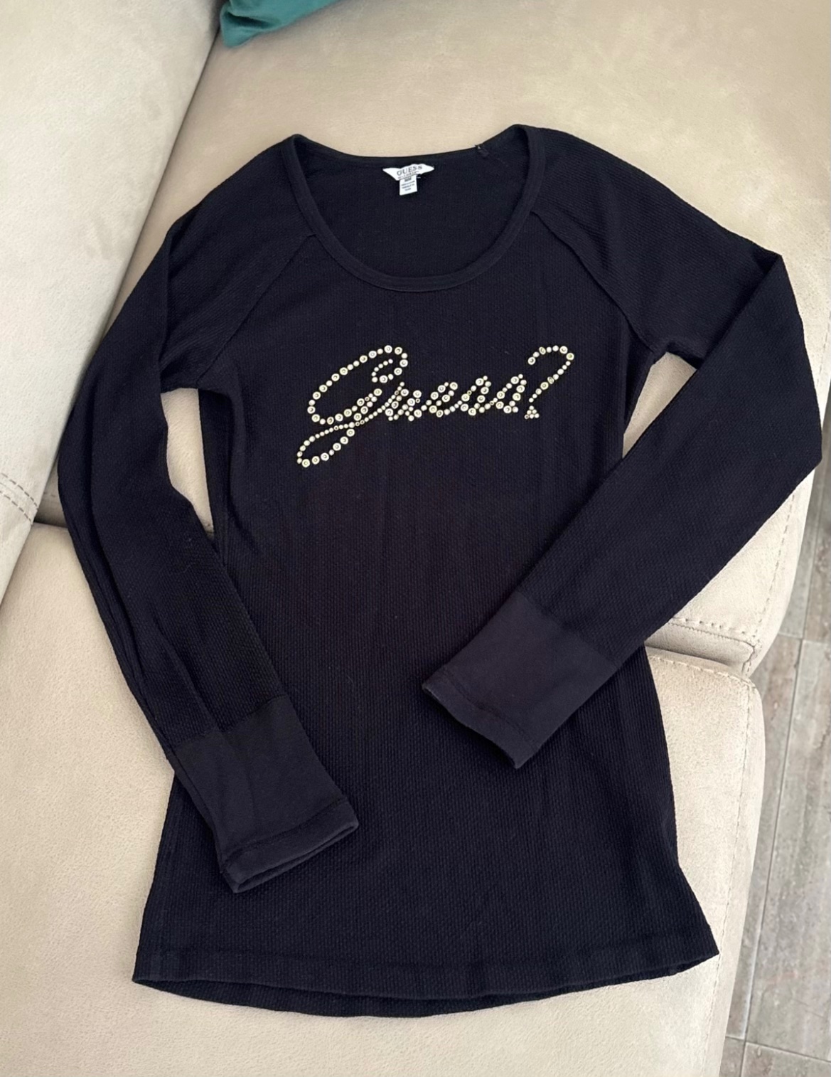 T-shirt GUESS à manches longues strass logo GUESS