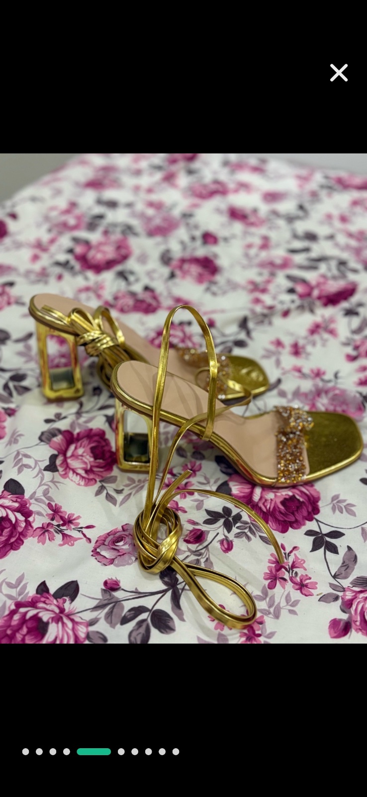 Sandales à talons dorées ornées de strass - SHEIN