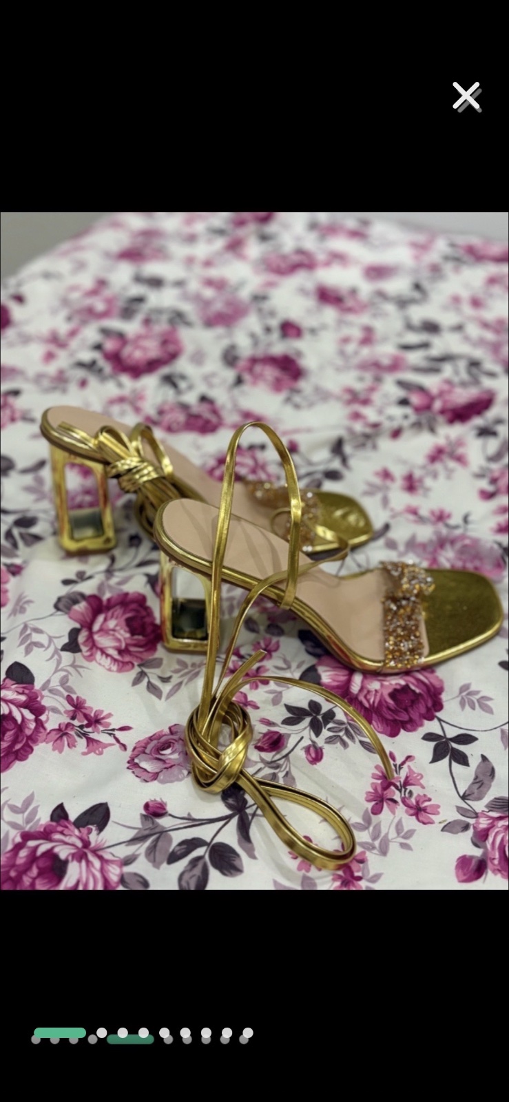 Sandales à talons dorées ornées de strass - SHEIN