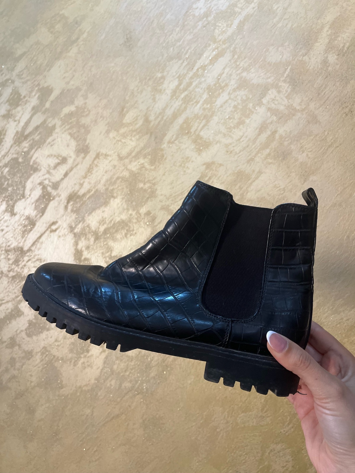 Bottines Kiabi noires en effet crocodile