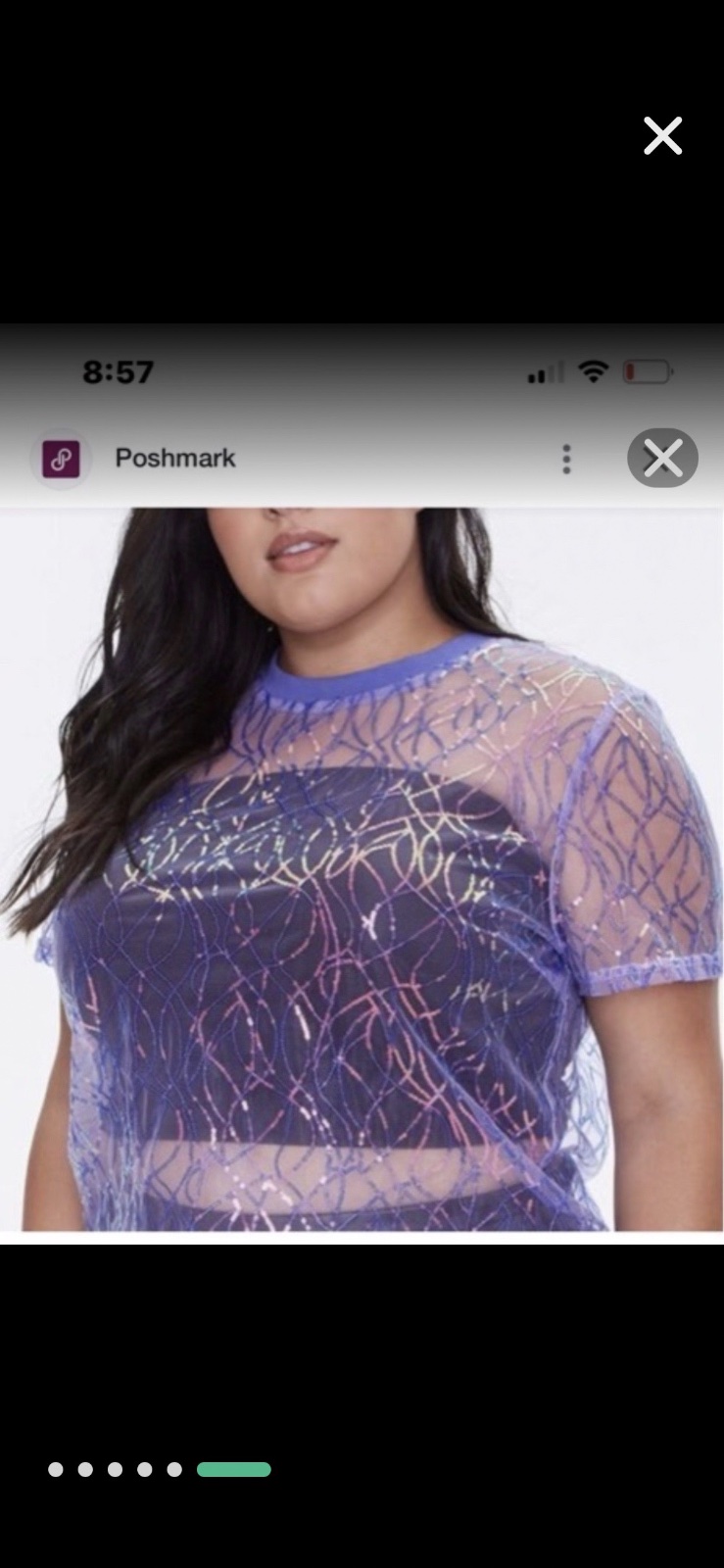 T-shirt semi-transparente à paillettes