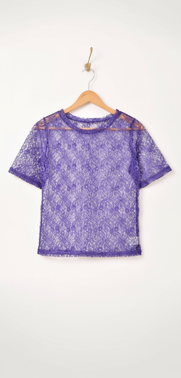  T-shirt  semi-transparente à paillettes