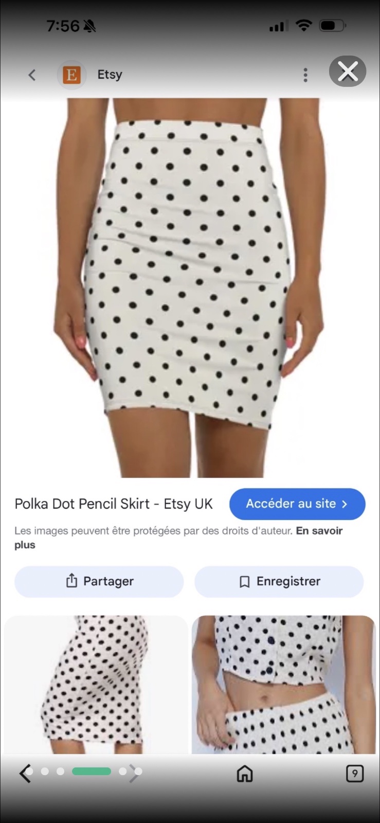 Jupe blanche à pois noirs neuve